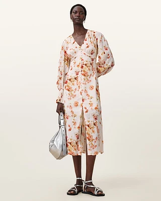 Taylen Floral Print Midi Dress