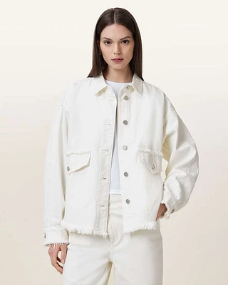 Hettie Frayed Oversized Cotton Shacket
