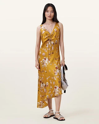 Alexia V-Neck Drawstring Midi Slip Dress