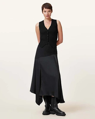 Pia Satin Asymmetric Maxi Skirt