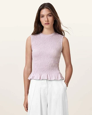 Ode Smocked Sleeveless Tank Top