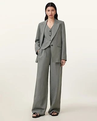 Averie Tencel Wide Leg Linen Blend Trousers