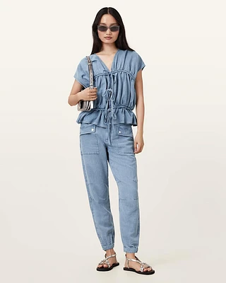 Val High-Rise Cargo Linen Blend Trousers