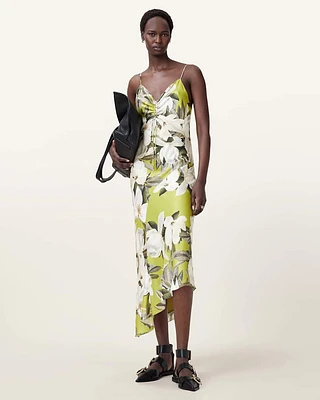 Alexia V-Neck Drawstring Midi Slip Dress