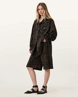 Louie Leopard Print Long Shorts