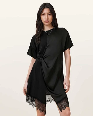 Lana Lace Trim Mini T-Shirt Dress
