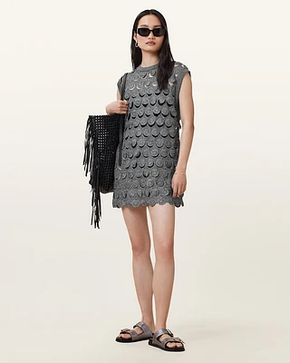 Iris Crochet Metallic Mini Dress
