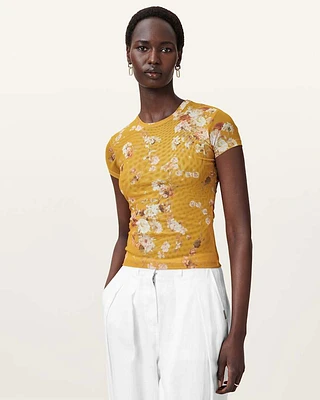 Ellie Floral Print Mesh T-Shirt