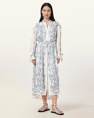 Delphine Floral Print Midi Shirt Dress