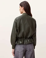Sofi Drawstring Leather Bomber Jacket