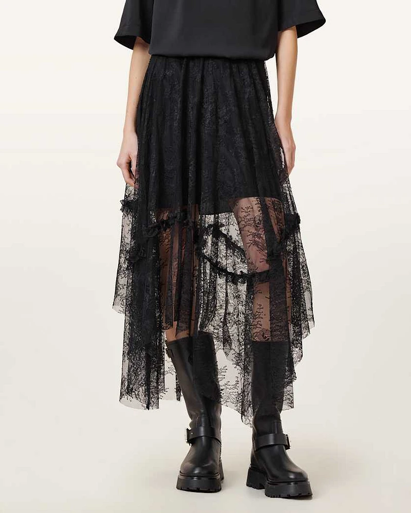 Josie Tiered Lace Midi Skirt