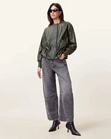 Sofi Drawstring Leather Bomber Jacket