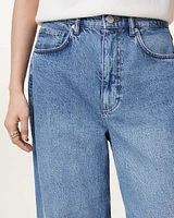 Fox Asymmetric Hem Wide Leg Denim Jeans