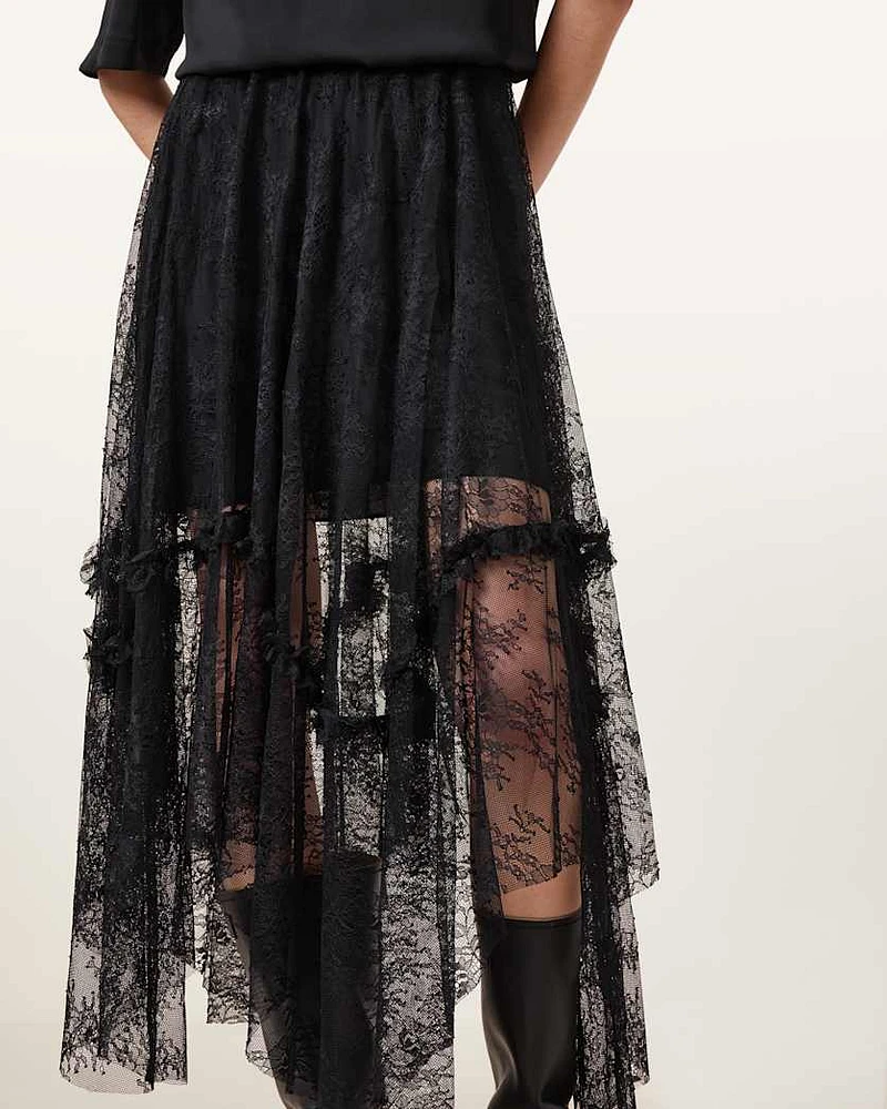 Josie Tiered Lace Midi Skirt