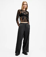 Aspen Wide Leg Leather Trousers
