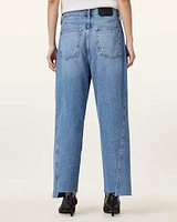 Fox Asymmetric Hem Wide Leg Denim Jeans