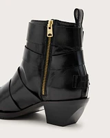 Jane Buckle Pointed Leather Boots