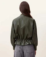 Sofi Drawstring Leather Bomber Jacket