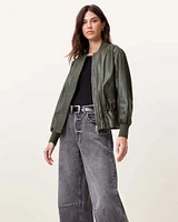 Sofi Drawstring Leather Bomber Jacket