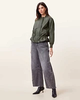 Sofi Drawstring Leather Bomber Jacket