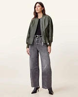 Sofi Drawstring Leather Bomber Jacket