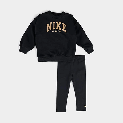 Girls' Little Kids' Nike Swoosh Spirit Sweatshirt and Leggings Set