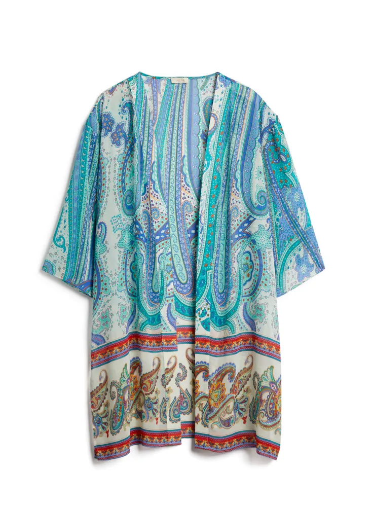 Paisley Print Open Front Tunic