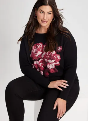 Floral Print Knit Pullover