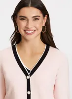 Pearl Button Two-Tone Cardigan