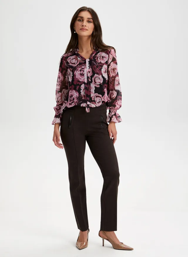 Laura Petites Split Neck Floral Print Top