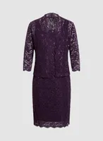 Sequin Lace Dress & Jacket Set