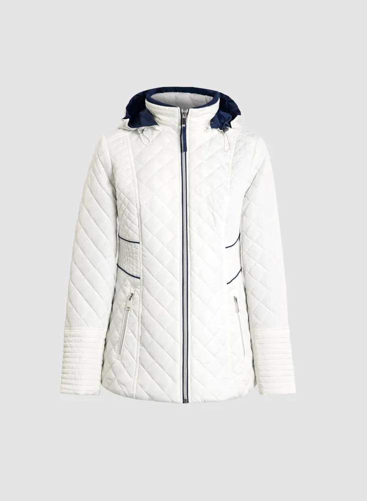 Quilted Contrast Detail Coat