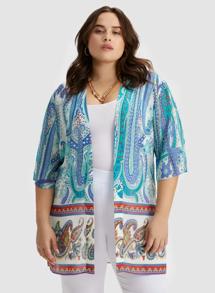 Paisley Print Open Front Tunic