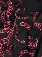 Tie Neck Chain Print Dress
