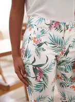 Tropical Floral Bermuda Denim Shorts