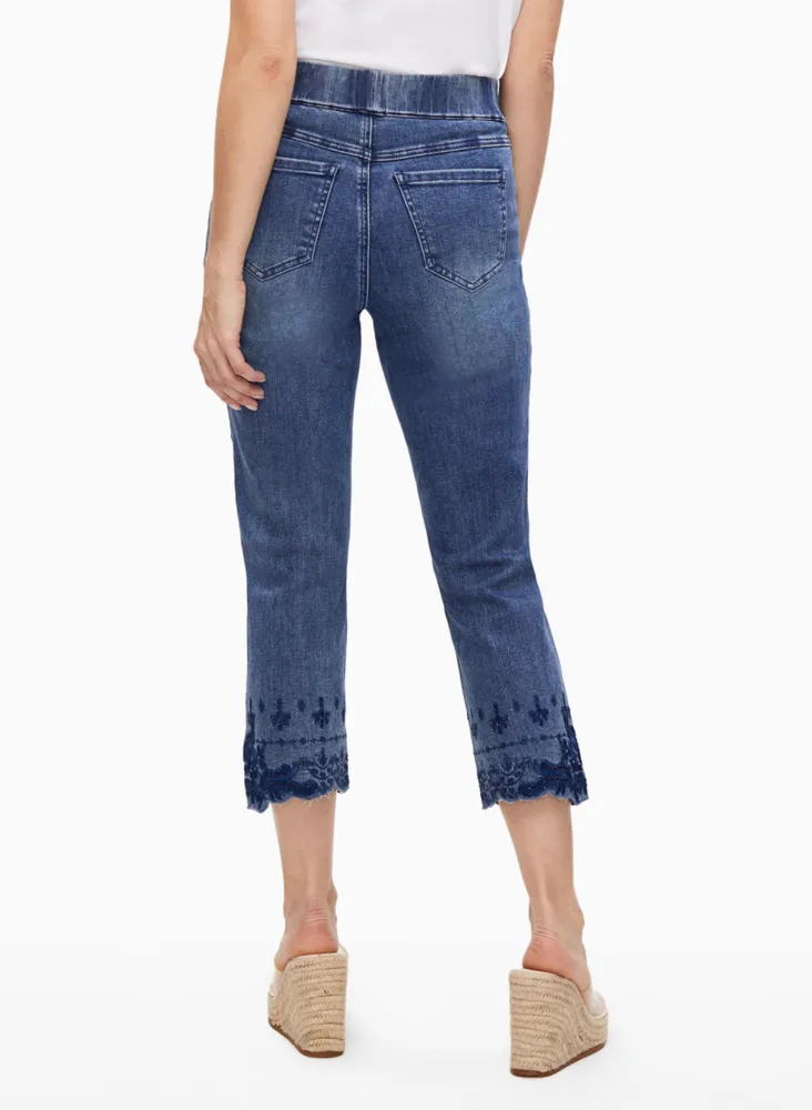 Pull-On Embroidered Jeans
