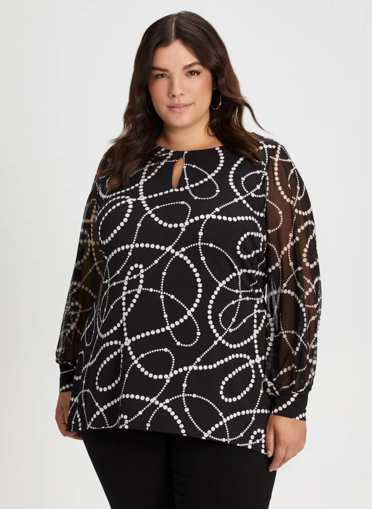 Puff Sleeve Dot Print Tunic