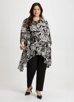 Asymmetric Leaf Print Blouse