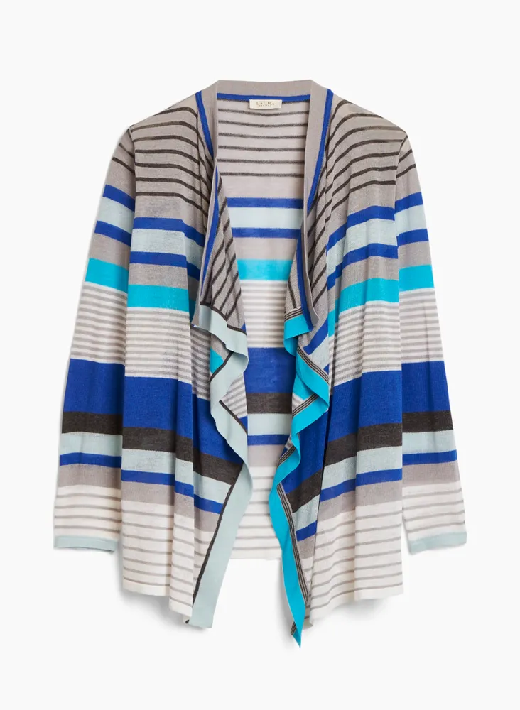 Stripe Print Open Front Cardigan