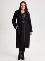 Wrap Style Wool Blend Coat