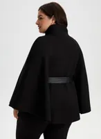 Belted Wool-Blend Cape