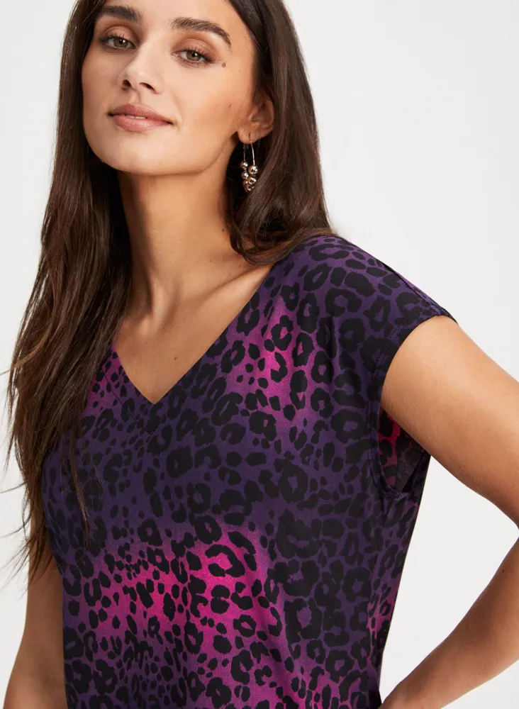 V-Neck Leopard Print Top