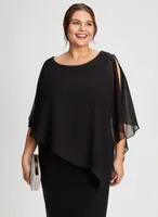 Cold Shoulder Chiffon Poncho Dress