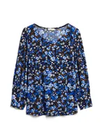 Floral Print Puff Sleeve Blouse