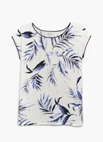 Short Sleeve Leaf Print Sweater