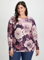 Dolman Sleeve Floral Print Sweater