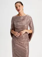 Metallic Drape Sleeve Dress