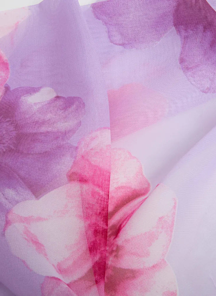 Floral Motif Gradient Chiffon Scarf