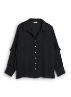 Ruffle Detail Button-Down Blouse