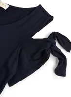 Tie Detail Cold Shoulder Dress